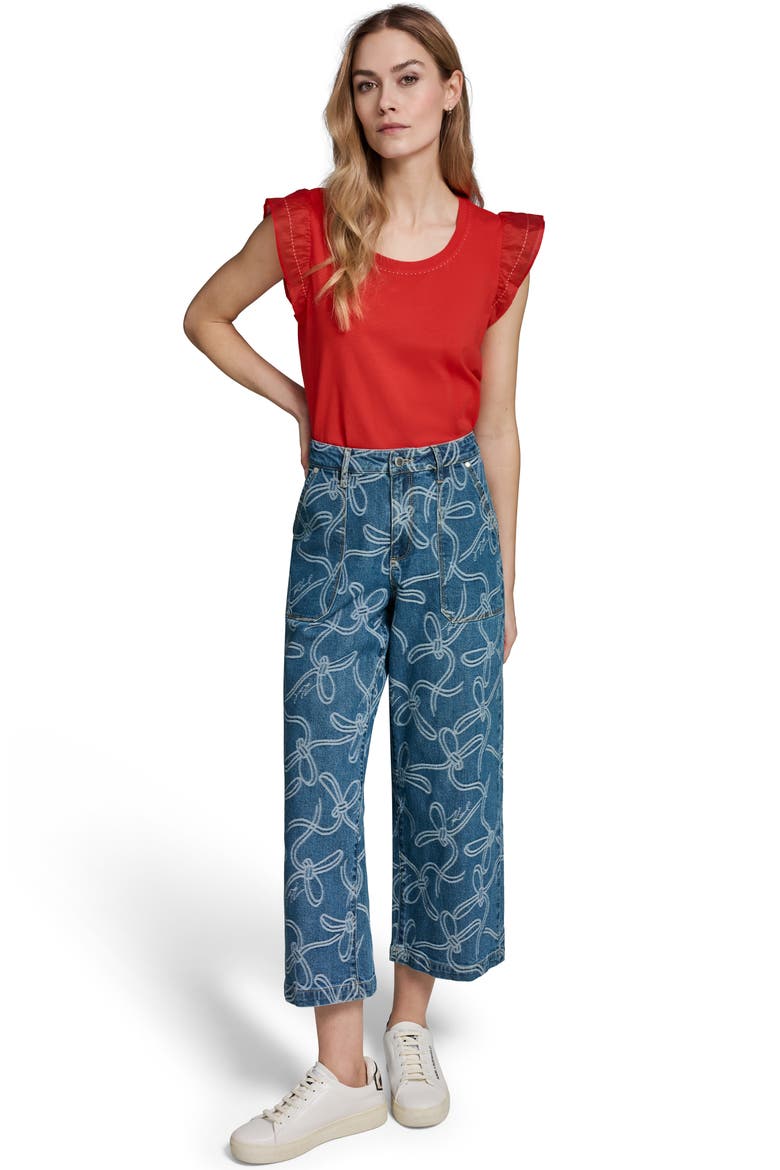 Bow Crop Wide Leg Jeans, Alternate, color, MEDIUM INDIGO