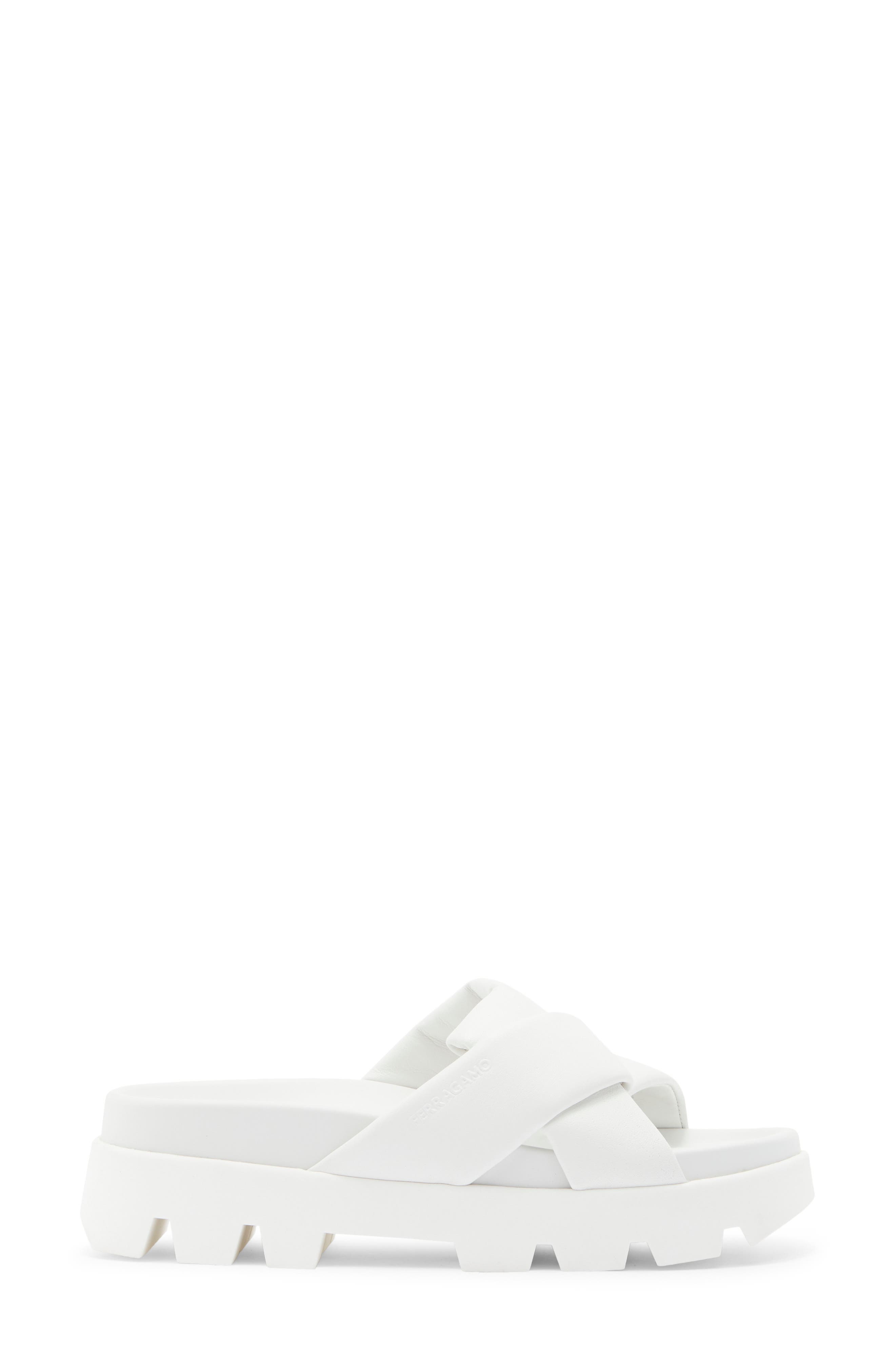 FERRAGAMO Air Lug Slide Sandal, Alternate, color, White