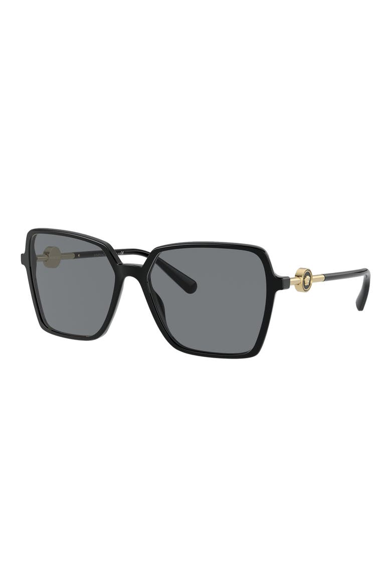 58mm Square Sunglasses, Alternate, color, BLACK/ DARK GREY