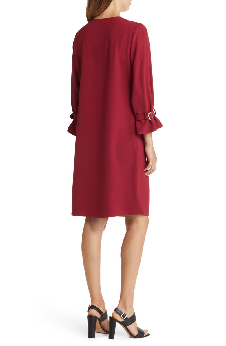 Ming Wang Bell Sleeve Crepe Shift Dress, Alternate, color,
