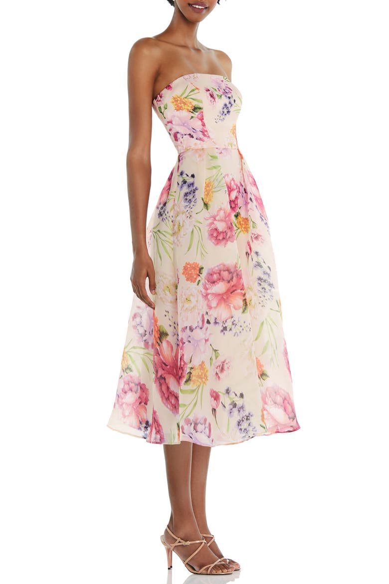Floral Print Strapless Midi Dress, Alternate, color, PENELOPE PRINT