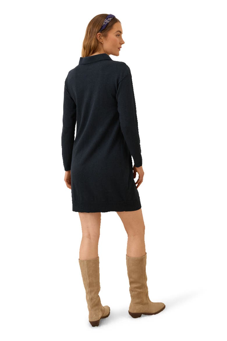 Organic Cotton Classic Fine Knit Collared Sweater Dress, Alternate, color, Midnight Blue Heather