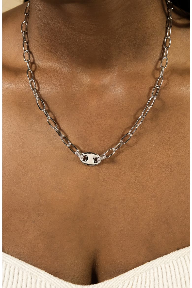 Bliss Anchor Chain Necklace, Alternate, color, SILVER