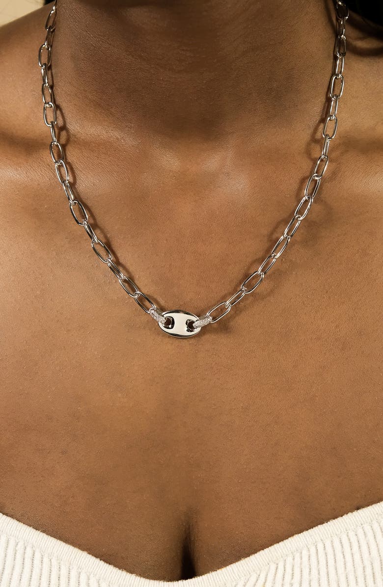 Sterling Forever Bliss Anchor Chain Necklace, Alternate, color, Silver