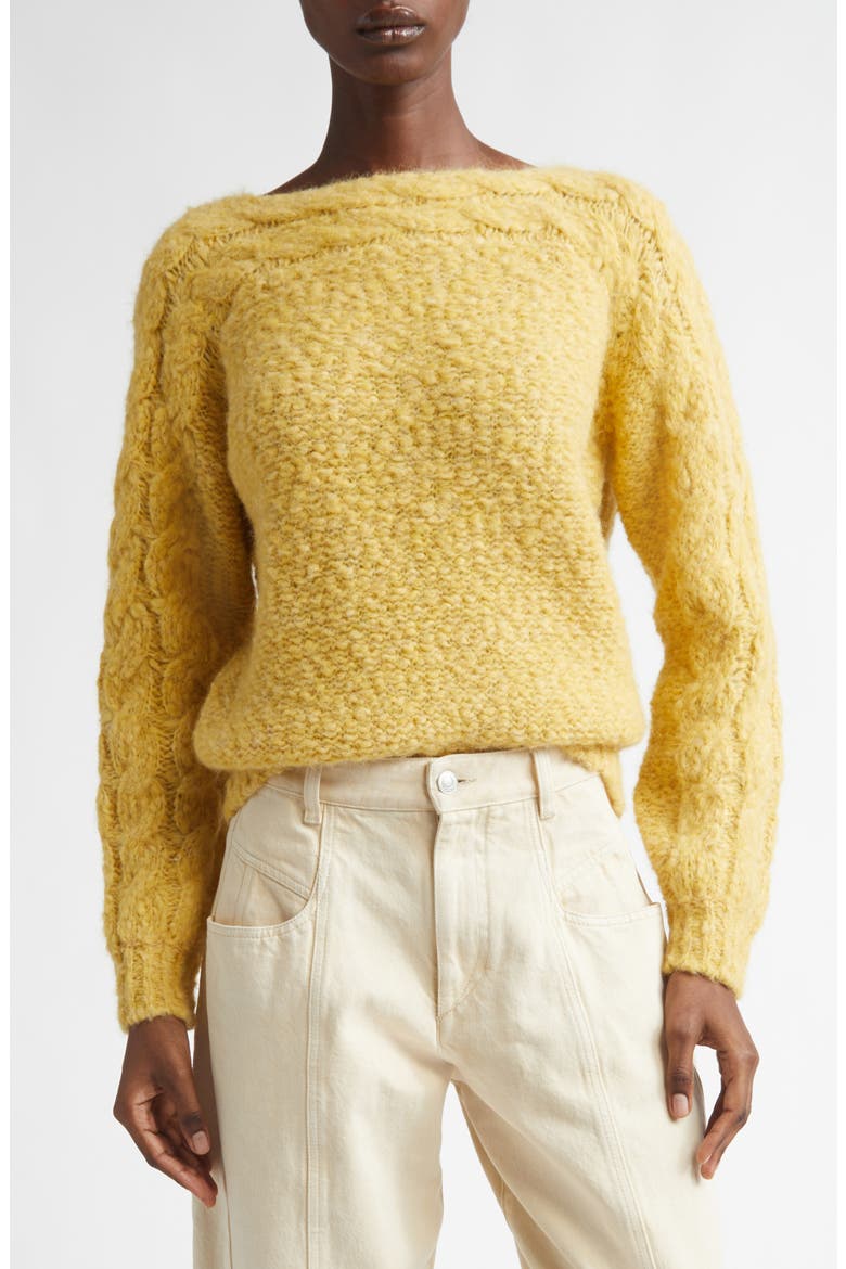Ponara Cable Knit Sweater, Main, color, LIGHT YELLOW