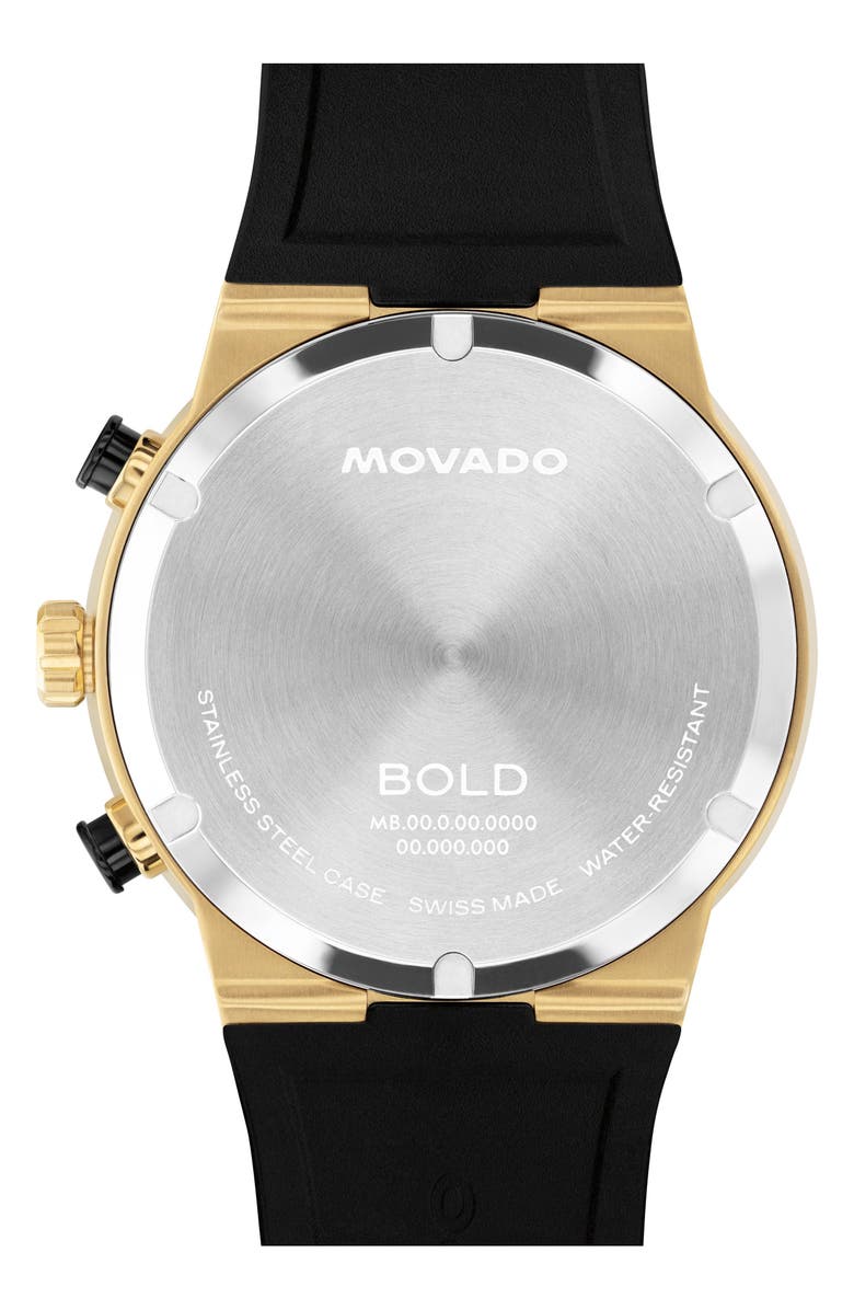 Movado Bold Fusion Skeleton Chronograph Silicone Strap Watch, 44.5mm, Alternate, color,