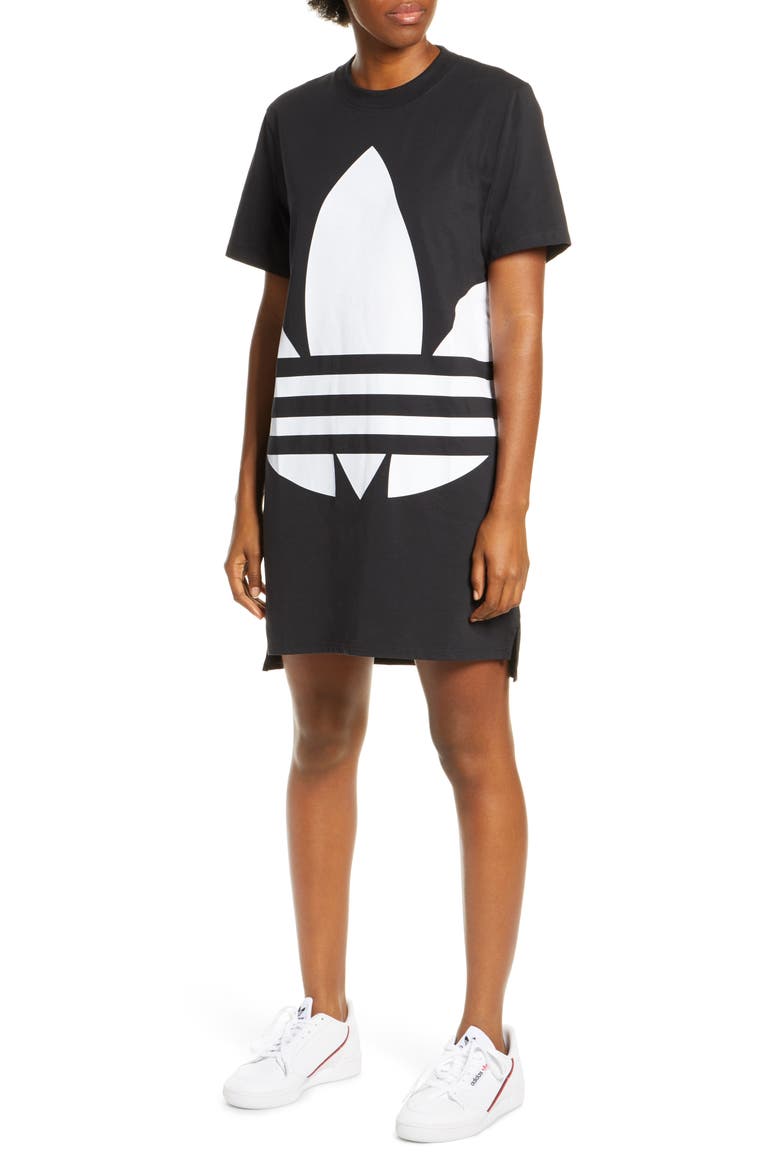 Large Logo T-Shirt Dress, Main, color, BLACK/ WHITE