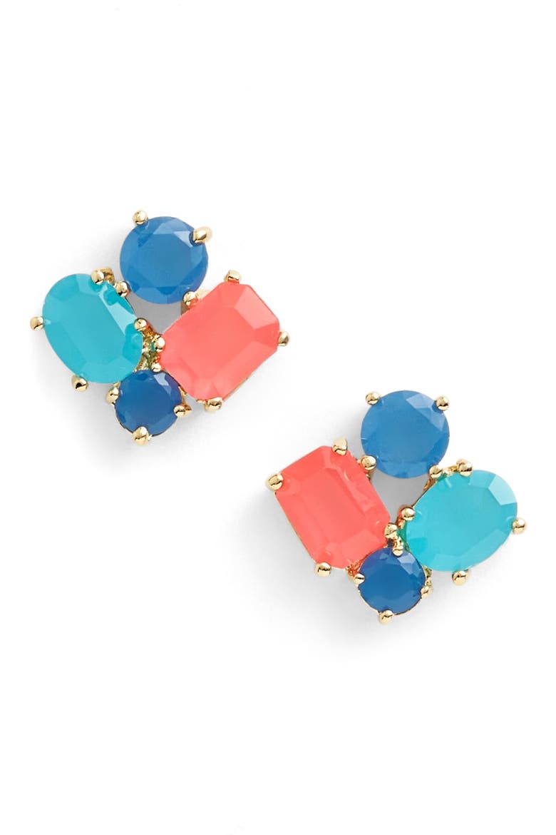 cluster stud earrings, Main, color, BLUE