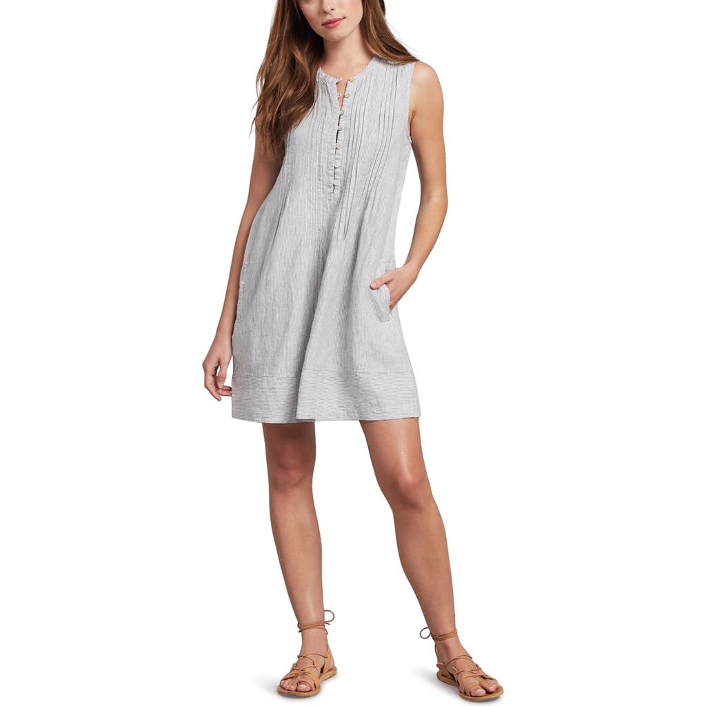 Faherty Isha Linen Swing Dress In Gray