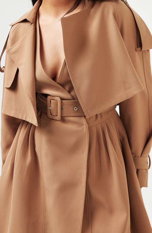 Belle & Bloom Manhattan Crop Trench Coat In Brown