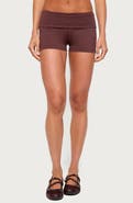 EDIKTED Ambar Contrast Stripe Foldover Shorts