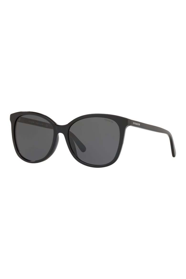 57mm Square Sunglasses, Alternate, color, BLACK