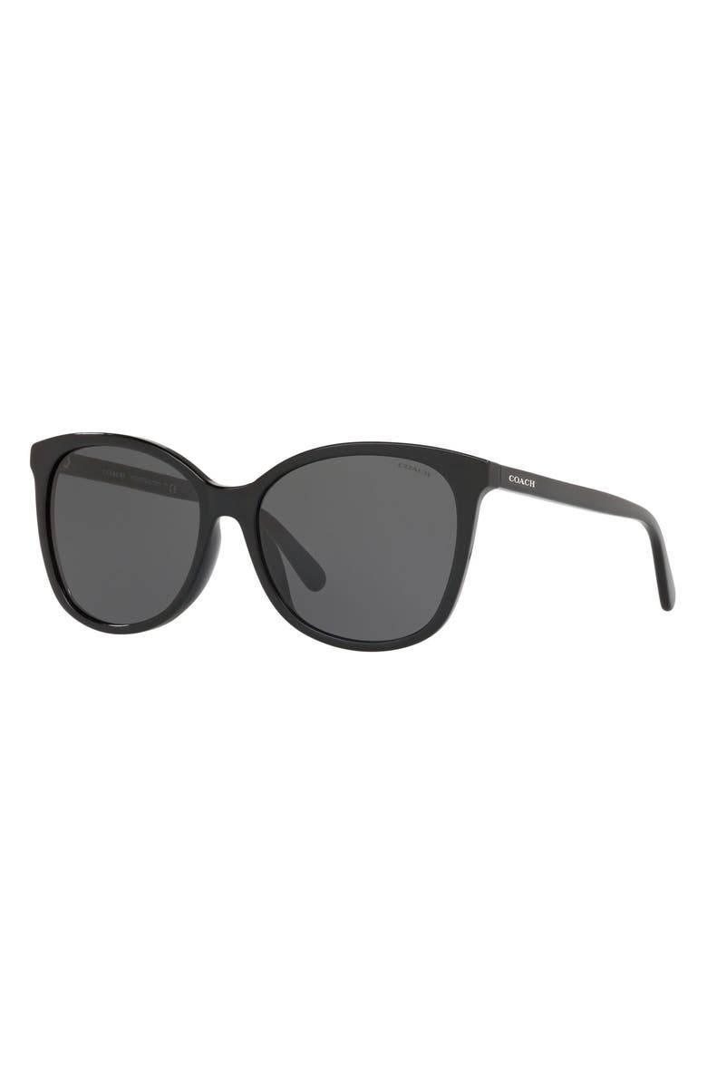 COACH 57mm Square Sunglasses, Alternate, color, Black