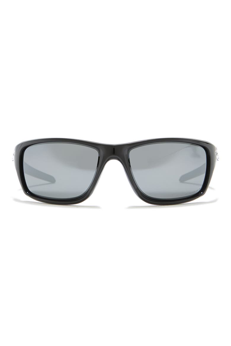 60mm Irid Polarized Rectangle Sunglasses, Main, color, BLACK