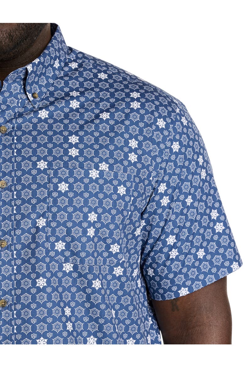 Big & Tall Easy-Care Medallion Print Sport Shirt, Alternate, color, BLUE