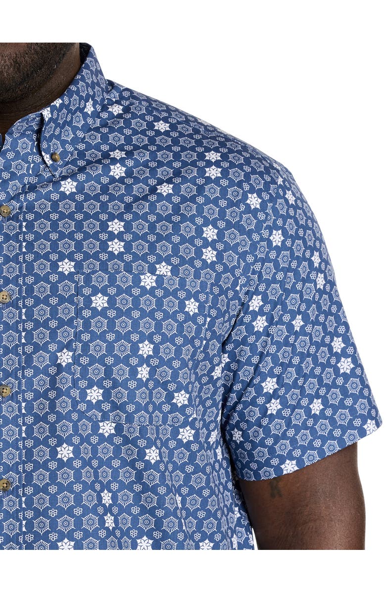 Harbor Bay by DXL Big & Tall Easy-Care Medallion Print Sport Shirt, Alternate, color, Blue