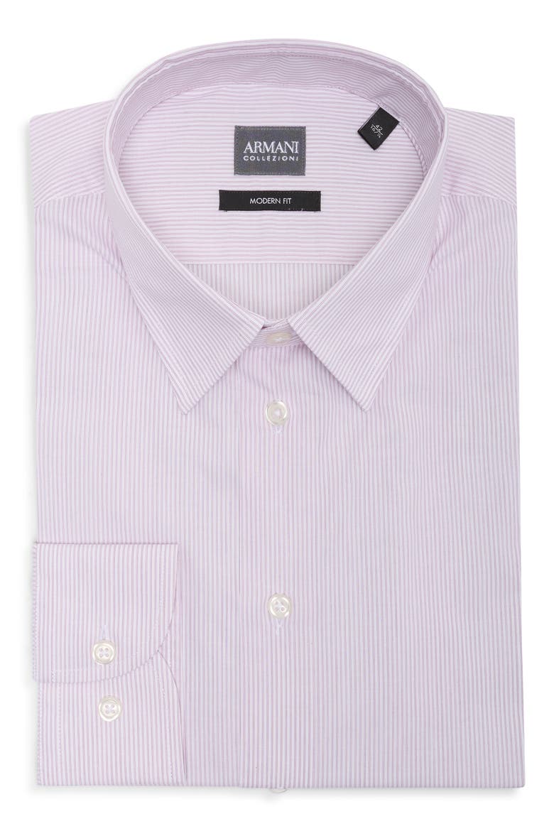 Striped Cotton Dress Shirt, Main, color, LAVENDER