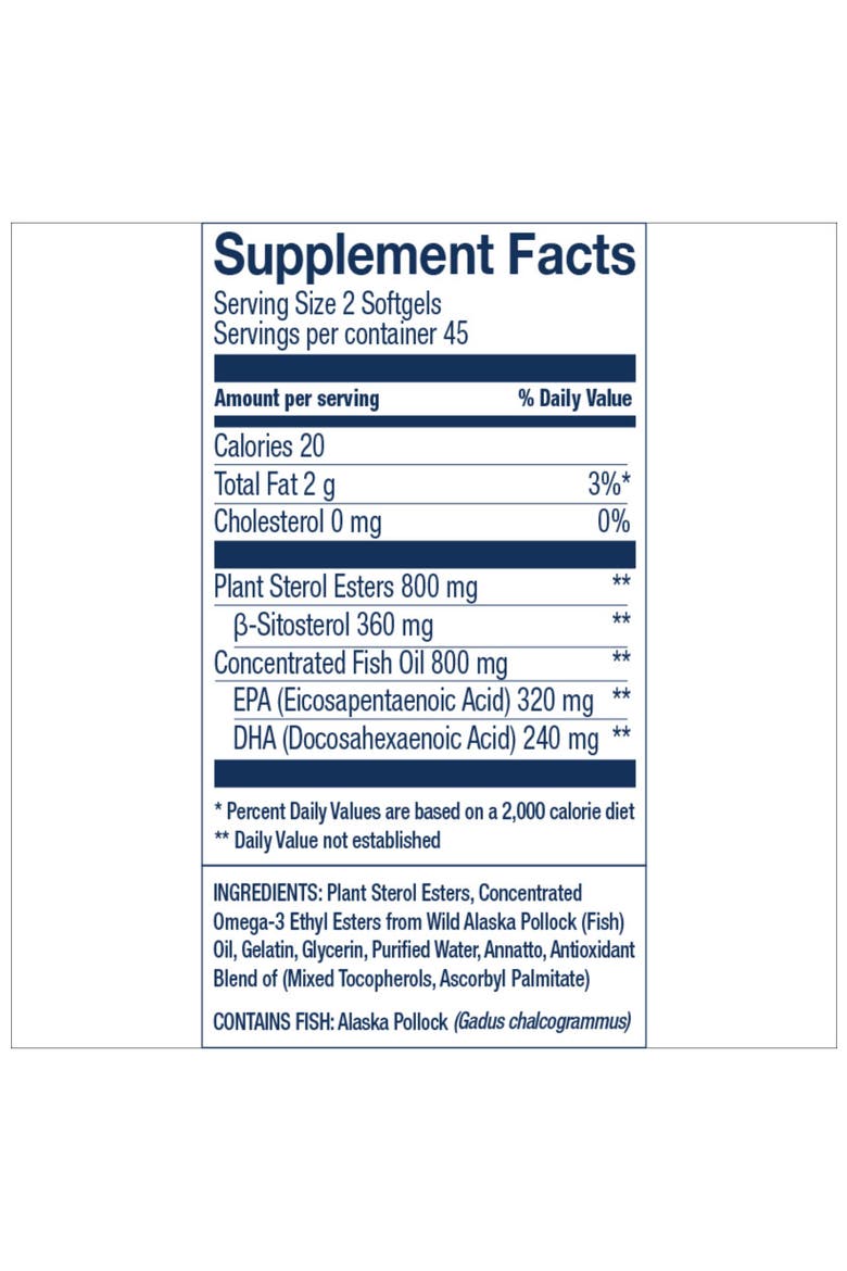 Cholesterol Support Heart Health Omega-3 Softgels 90 softgels(45 servings), Alternate, color, None