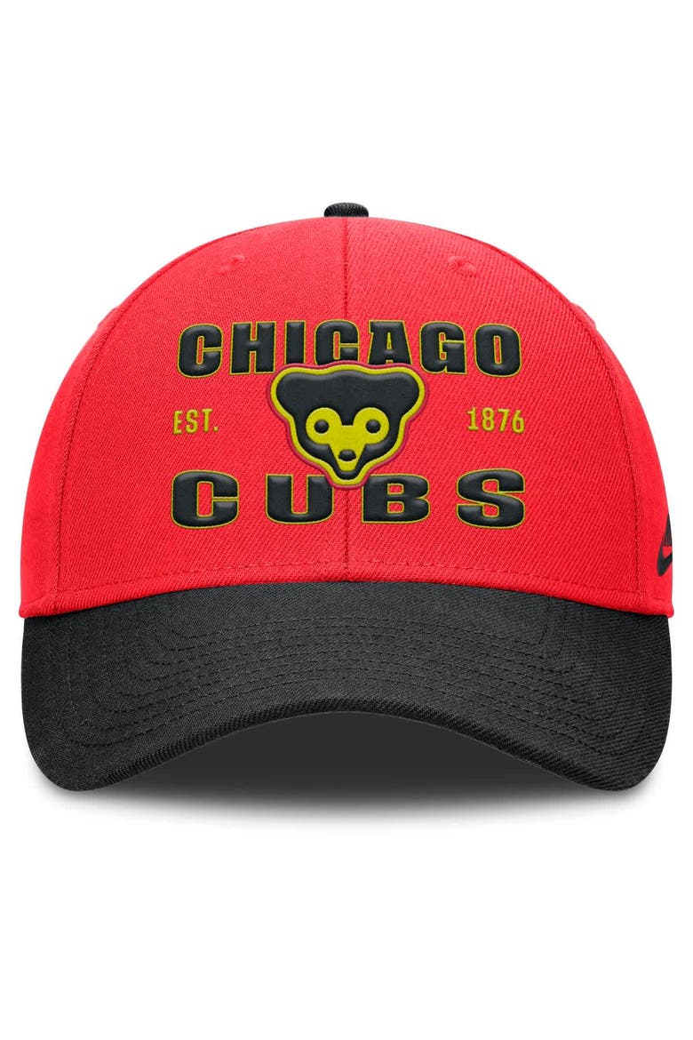 Men's Nike Crimson/Black Chicago Cubs Neon 90s Rise Adjustable Hat, Alternate, color, Crimson