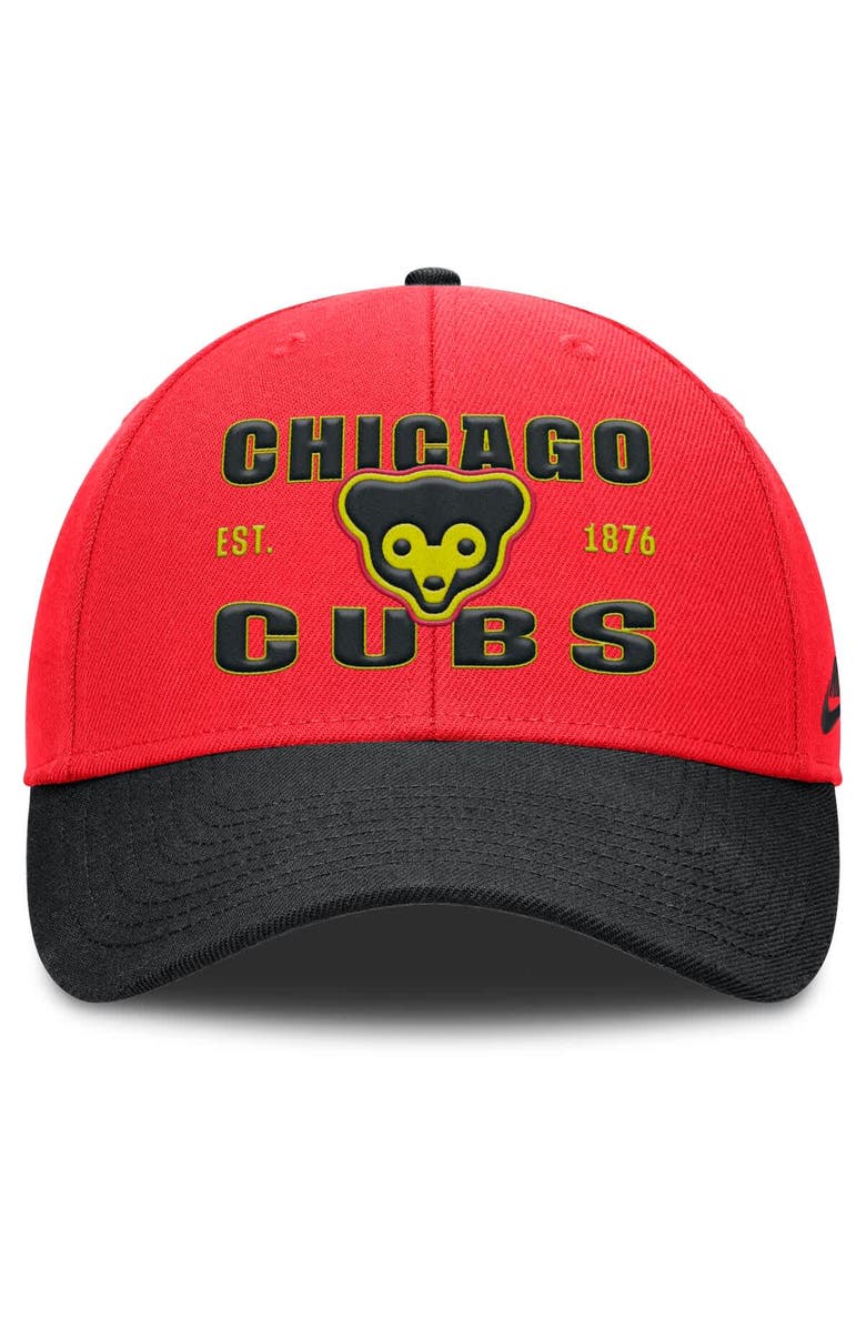 Nike Men's Nike Crimson/Black Chicago Cubs Neon 90s Rise Adjustable Hat, Alternate, color, Crimson