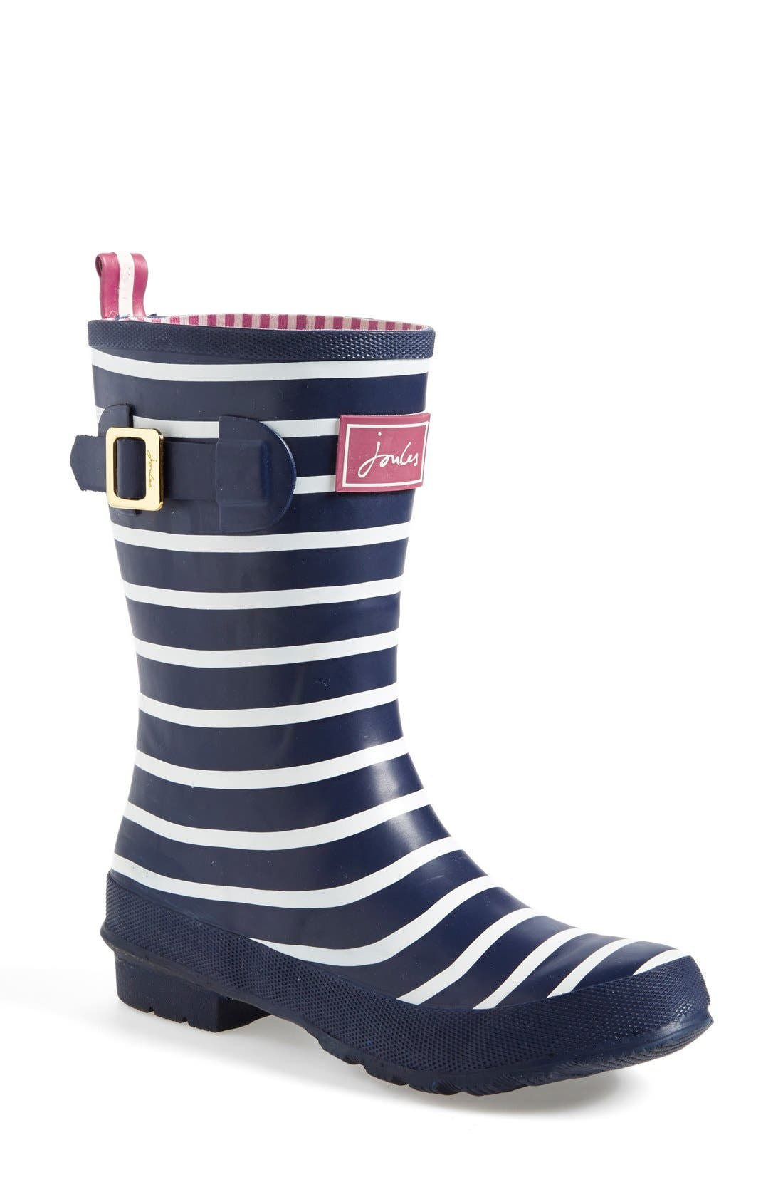 'Molly' Rain Boot, Main, color, NAVY STRIPE