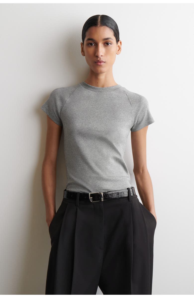 COS Slim Cotton T-Shirt, Main, color, Gray Mélange