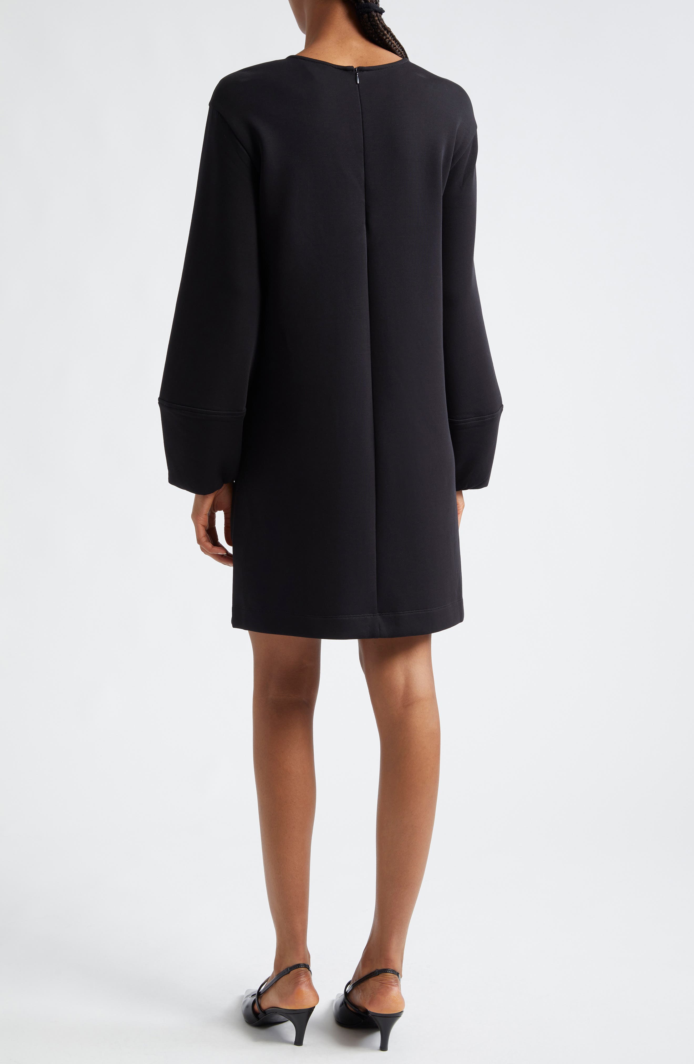 Balloon Long Sleeve Cotton Blend Jersey Shift Dress - image 2