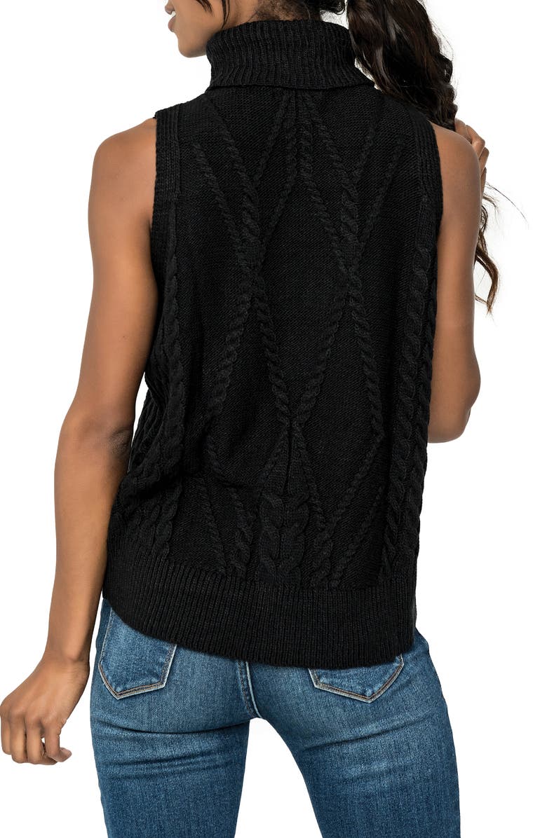 GIBSONLOOK Cable Stitch Sleeveless Turtleneck Sweater, Alternate, color, 