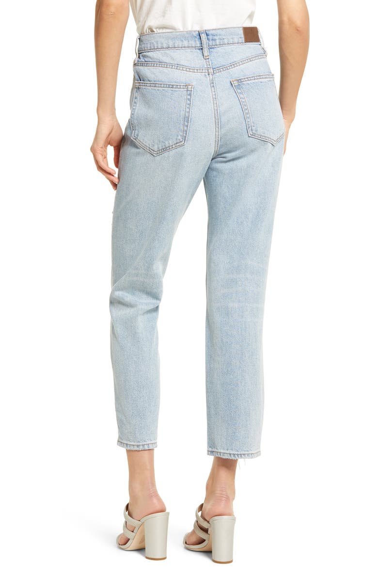 HIDDEN JEANS High Waist Fray Hem Nonstretch Straight Leg Jeans, Alternate, color, 