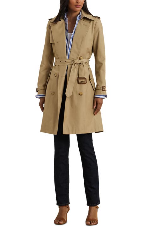 Double Breasted Belted Rain Trench Coat