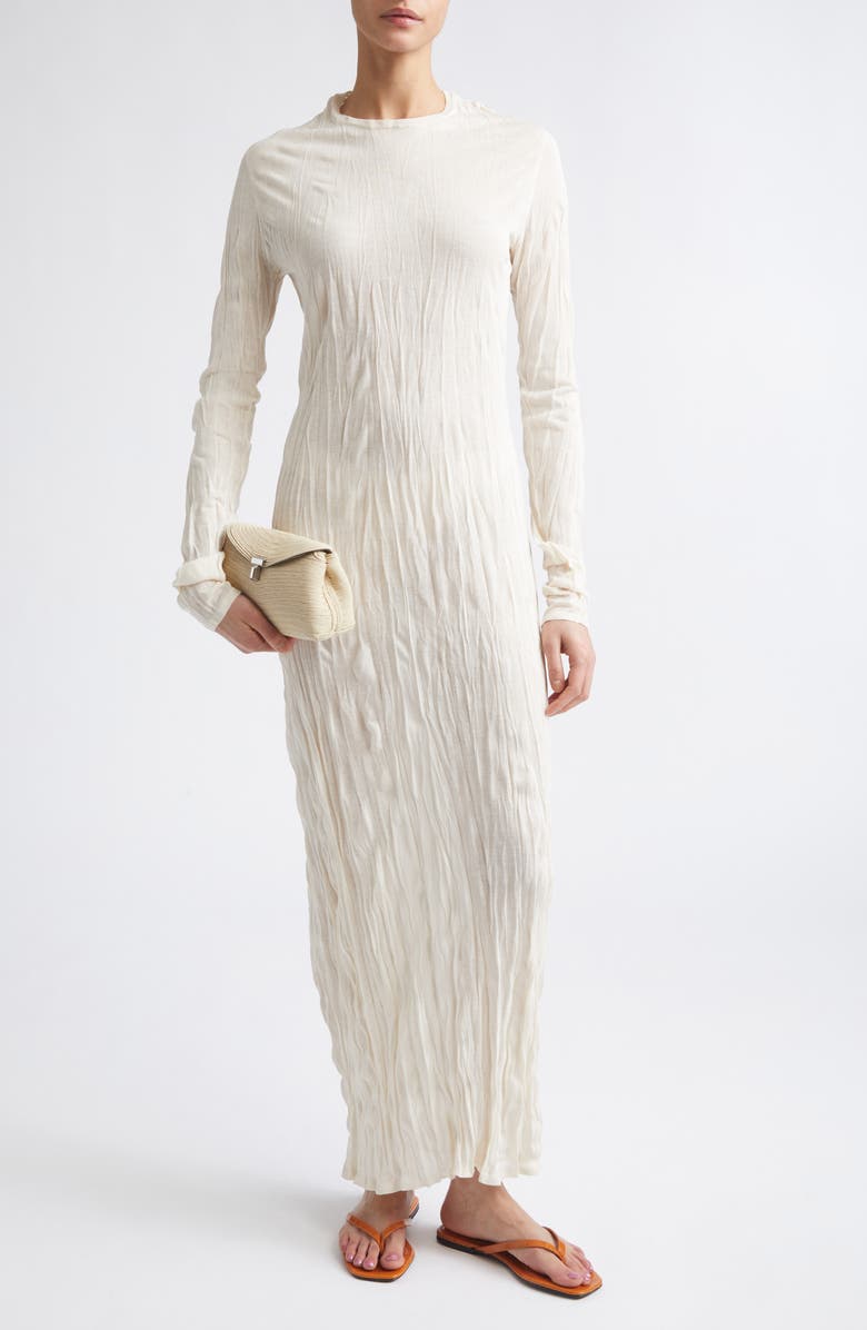 TOTEME Crinkled Long Sleeve Column Sweater Dress, Alternate, color, Pale Apricot