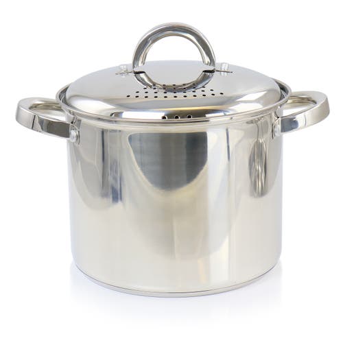 Oster Sangerfield 5 Quart Stainless Steel Pasta Pot With Strainer Lid And Steamer Basket In Silver