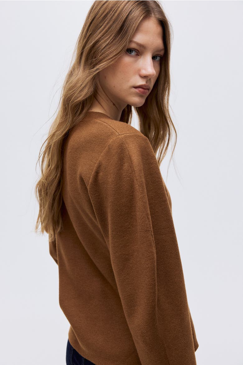 Knitted Cardigan, Alternate, color, Brown