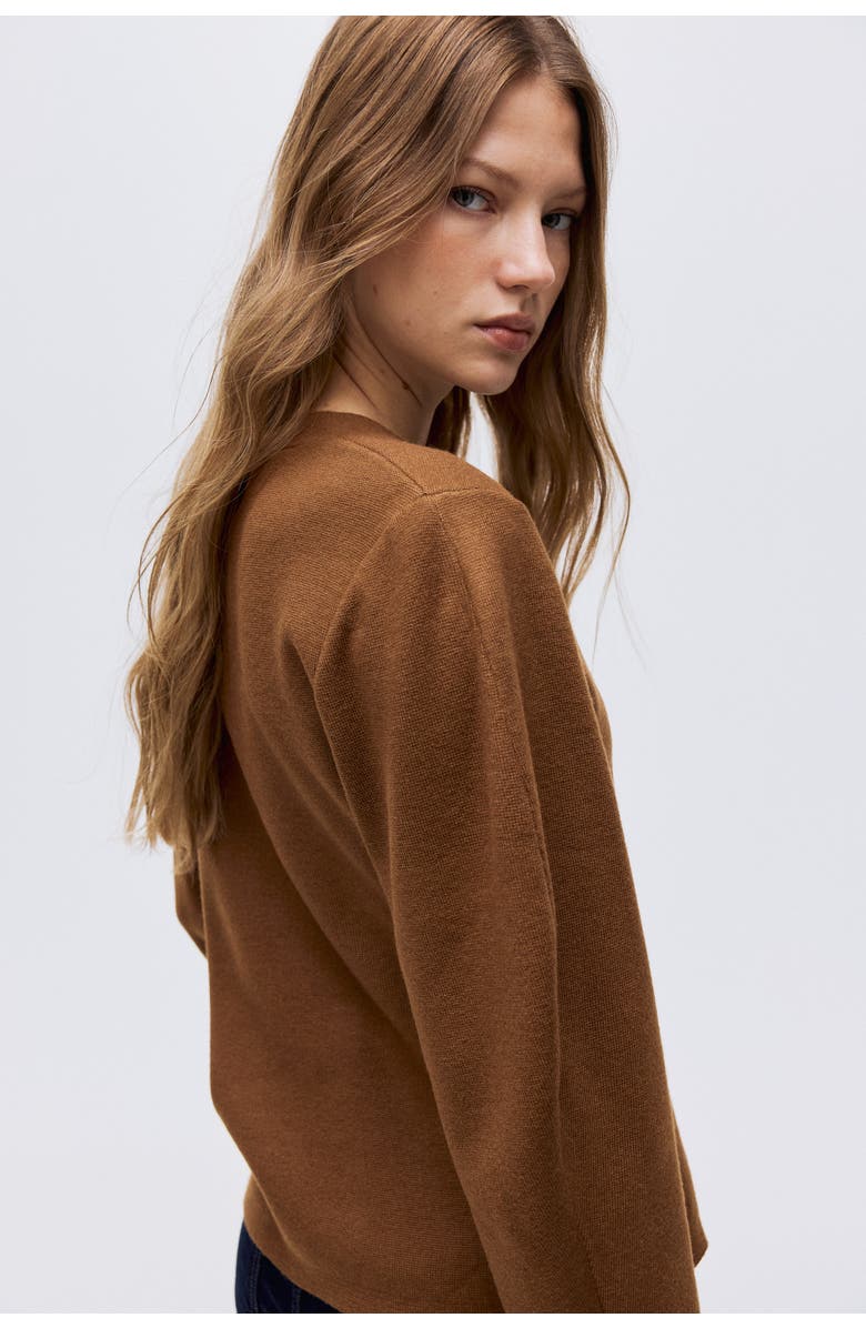 H&M Knitted Cardigan, Alternate, color, Brown