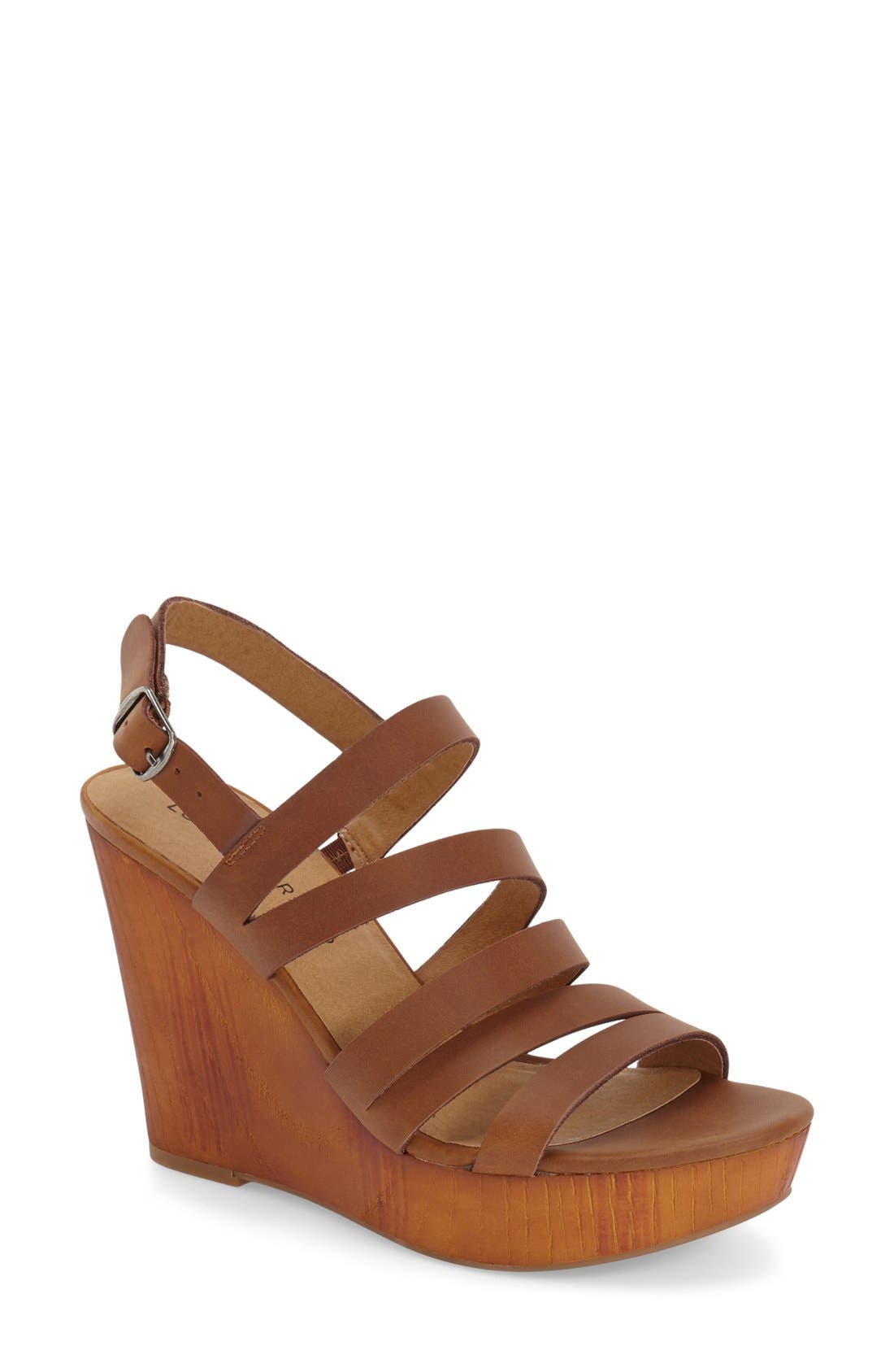'Larinaa' Wedge Sandal, Main, color, ALMOND LEATHER