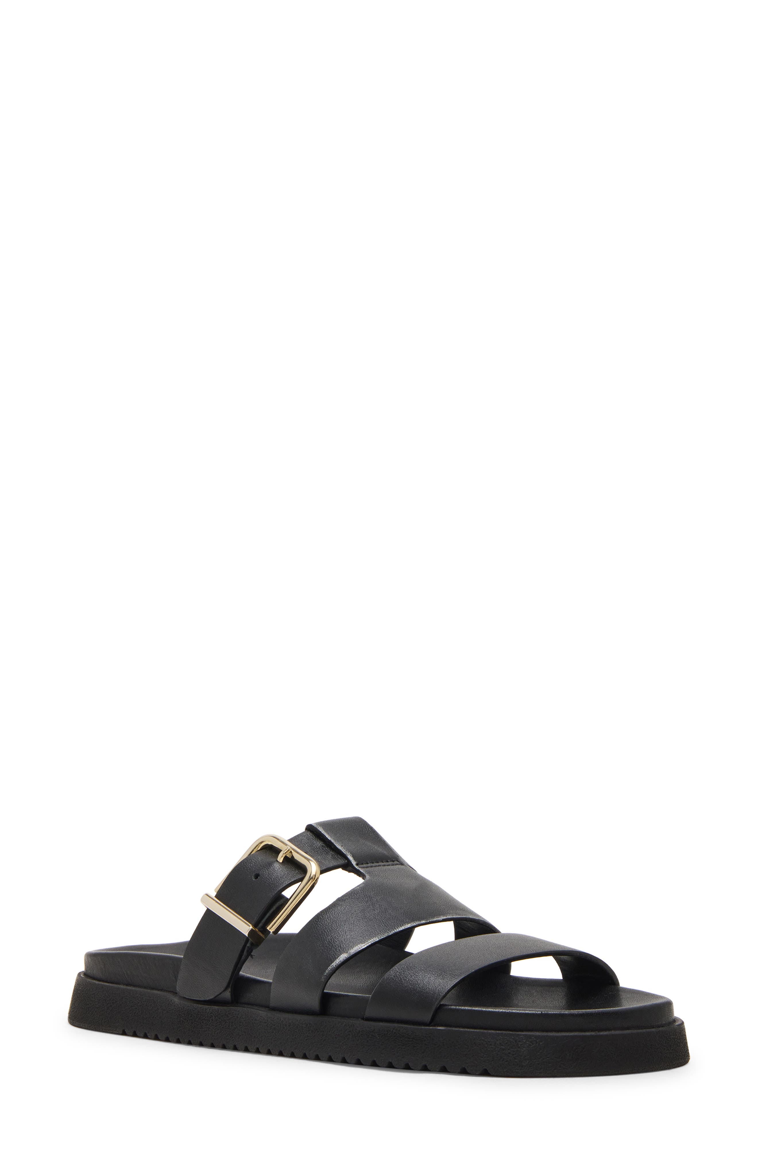Steve Madden Maze Slide Sandal, Main, color, Black Leather