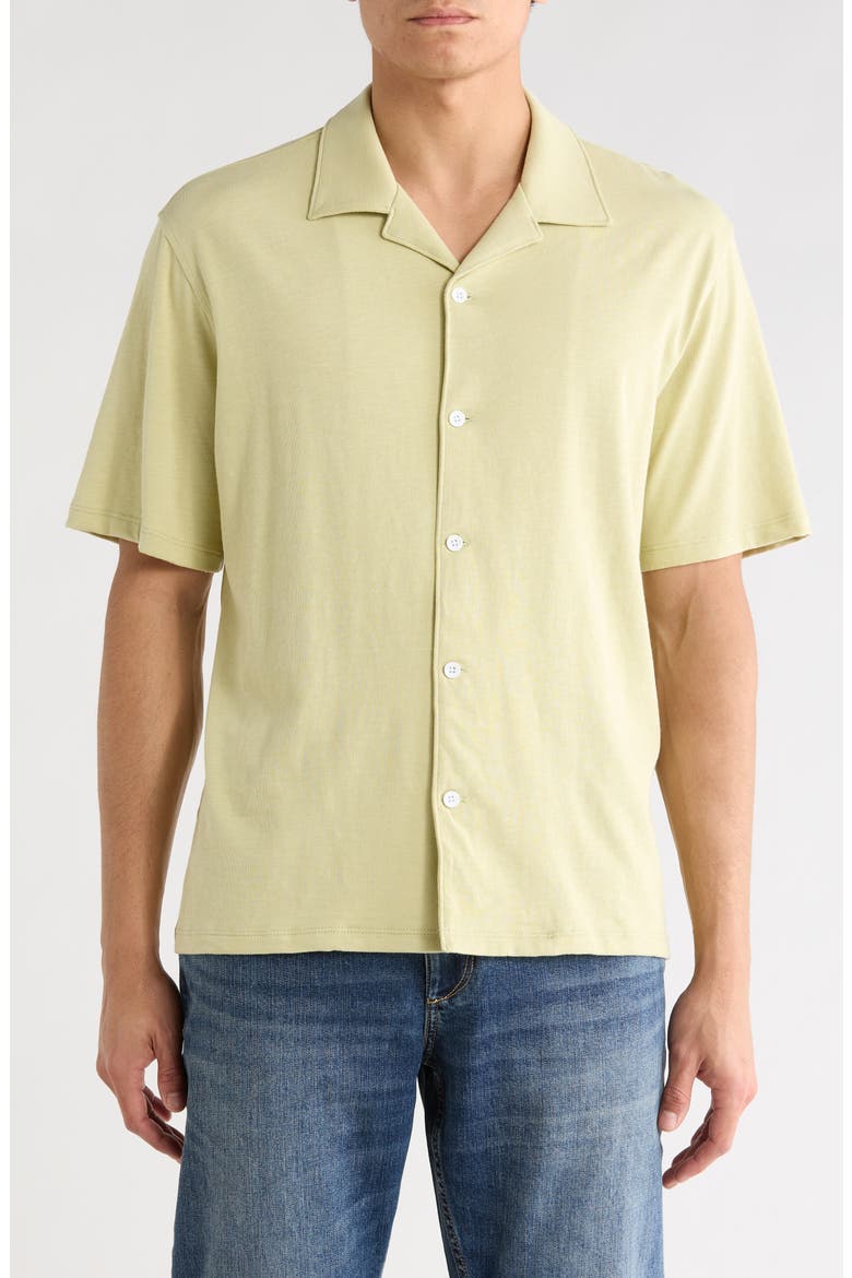 Slub Cotton Camp Shirt, Main, color, YELLOW