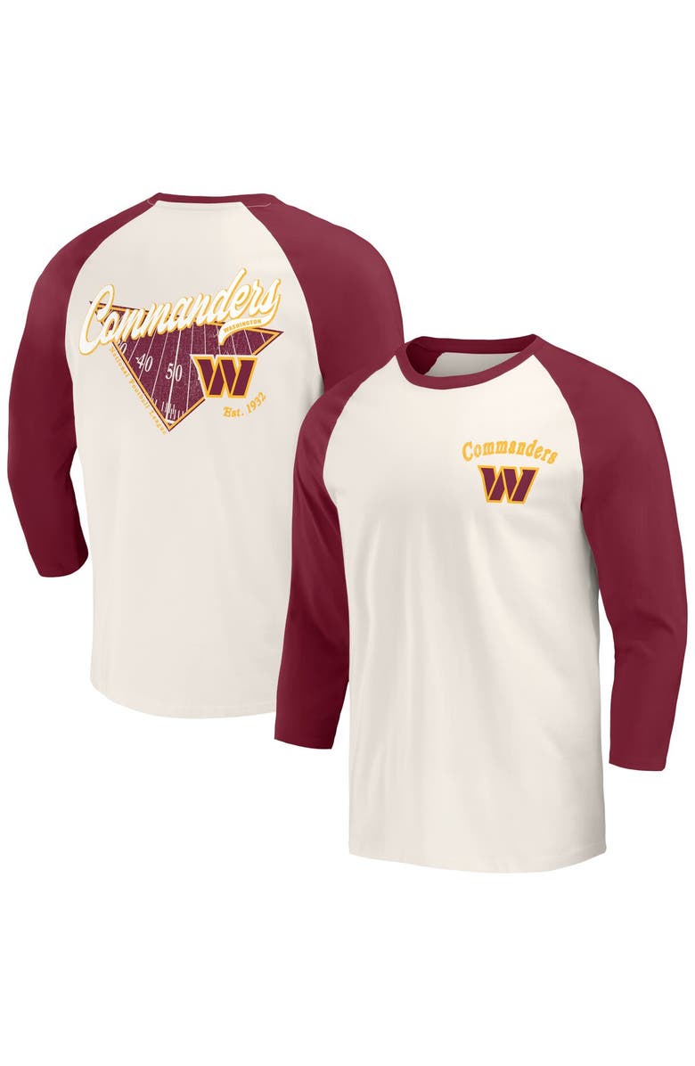 Darius Rucker Collection by Fanatics Men's Darius Rucker Collection by Fanatics Burgundy/White Washington Commanders Raglan 3/4 Sleeve T-Shirt, Main, color, 