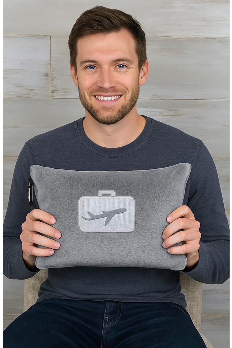 Comfort Fly 2-in-1 Travel Blanket & Pillow, Alternate, color, GREY