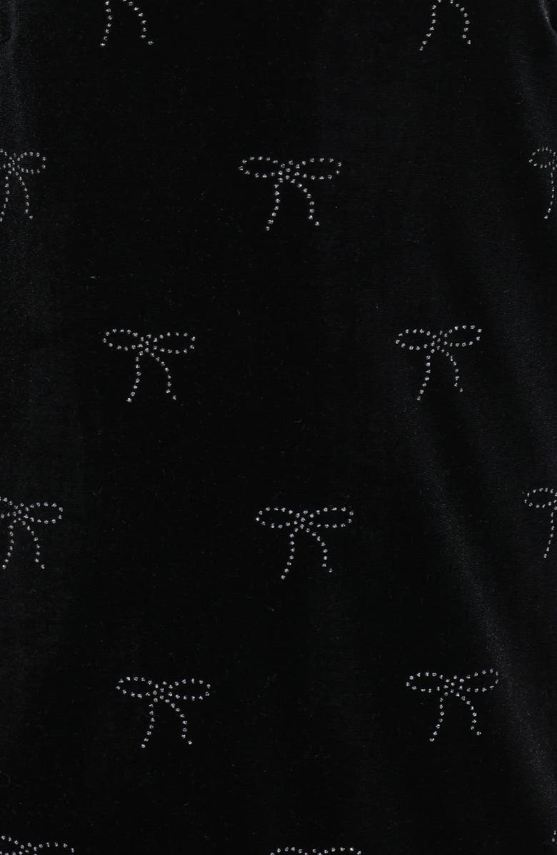 Petal & Pup Eileen Bow Velvet A-Line Dress, Alternate, color, Black Velvet