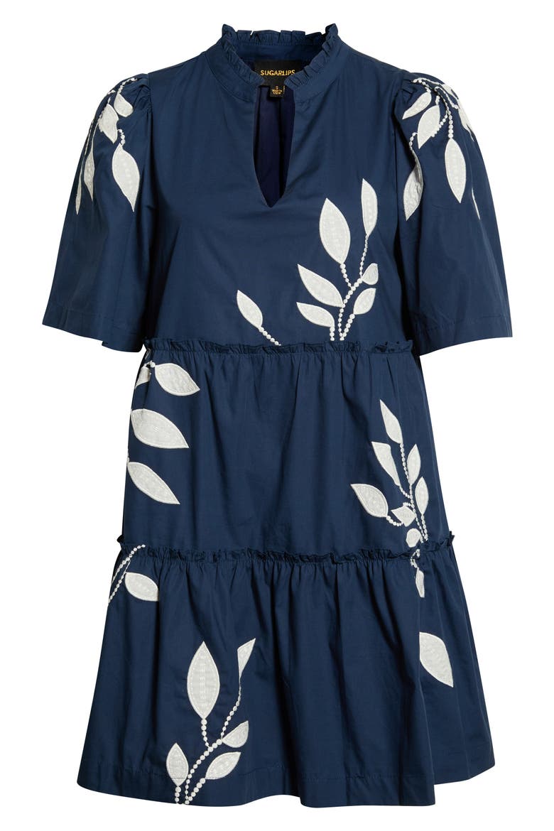 Dixie Split Neck Cotton Shift Dress, Alternate, color, NAVY
