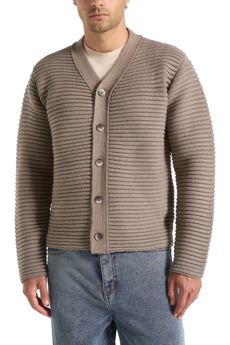 Anton Ribbed Knit Cardigan, Alternate, color, Taupe