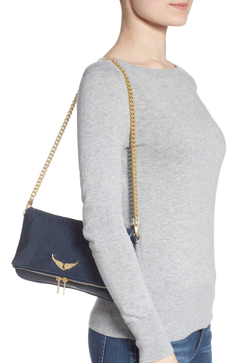 Zadig & Voltaire Zagid & Voltaire Rock Crush Leather Clutch, Alternate, color,