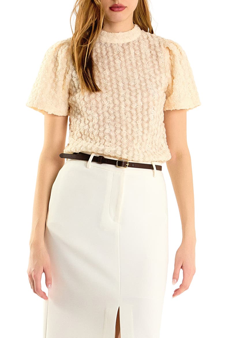 Textured Lace Shirt, Main, color, IVORY