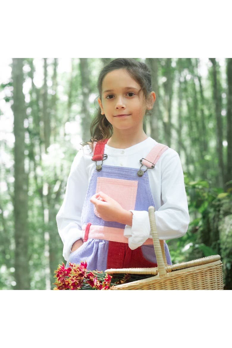 Patchwork Chunky Corduroy Overall Dress, Alternate, color, Rosebed