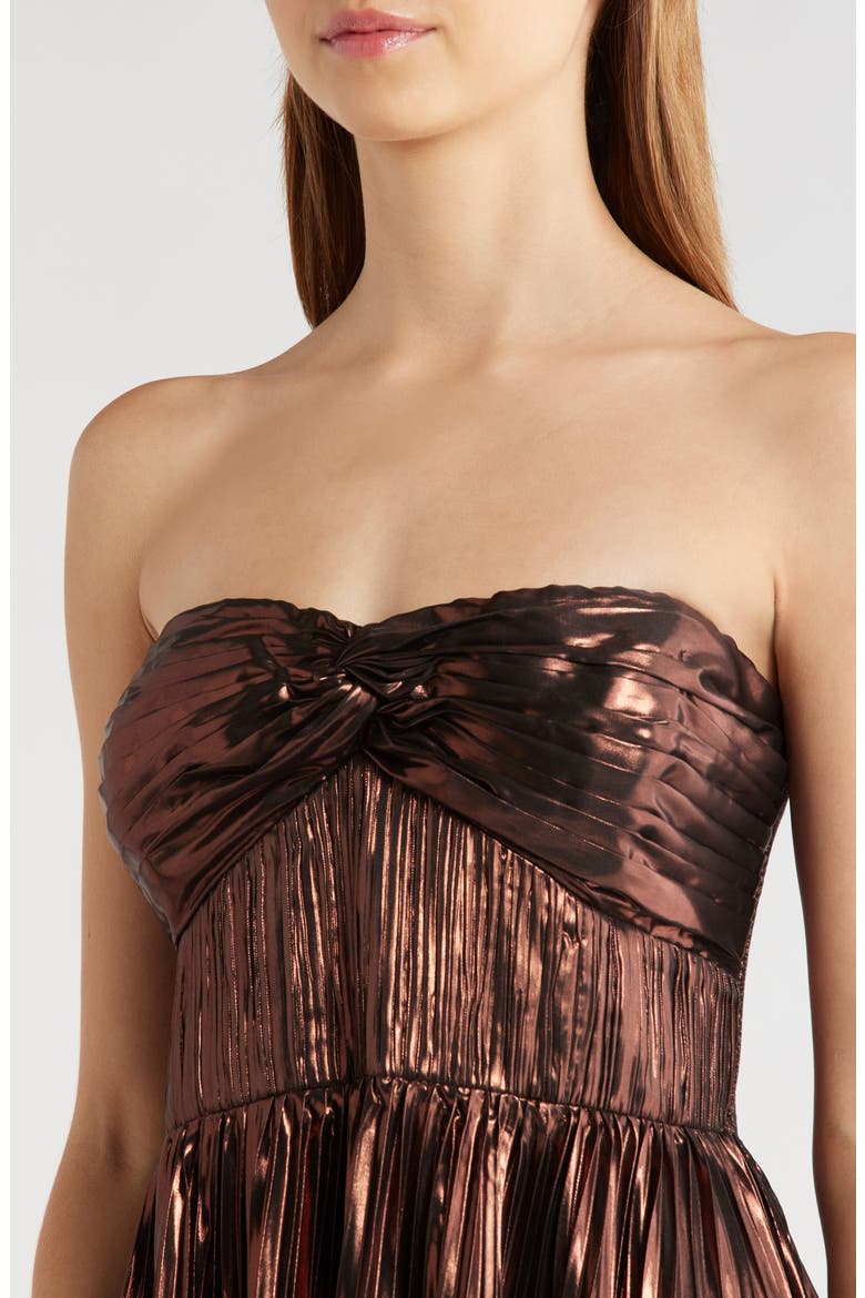 Ascella Strapless A-Line Dress, Alternate, color, METALLIC BROWN