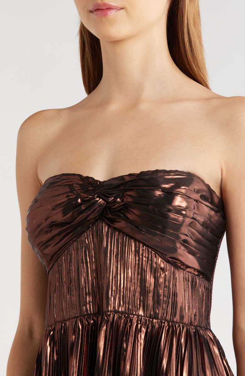 ASTR the Label Ascella Strapless A-Line Dress, Alternate, color, Metallic Brown