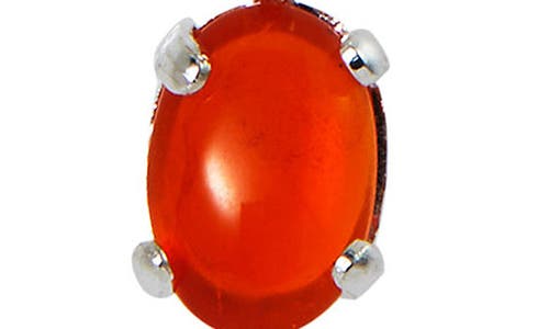 Savvy Cie Jewels Rhodium Plated Sterling Silver Fire Opal Pendant Necklace In Silver