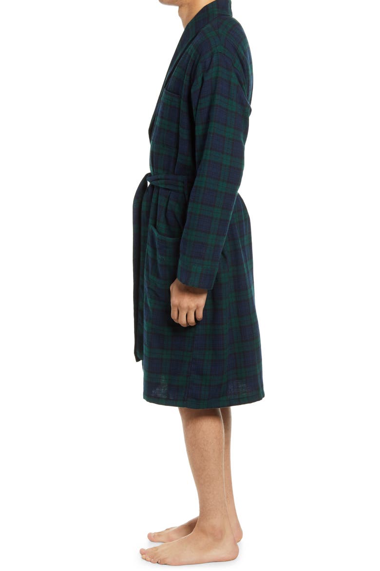 Scotch Plaid Flannel Robe, Alternate, color, BLACK WATCH TARTAN