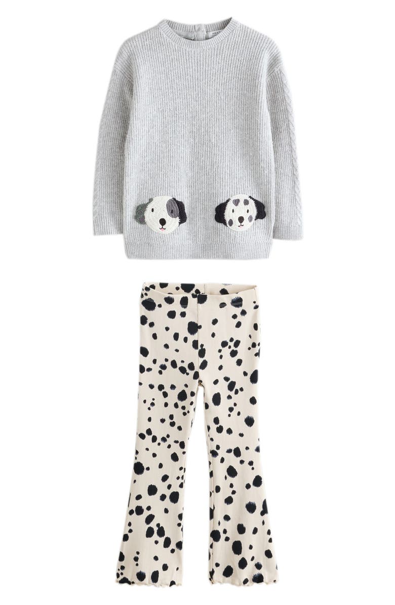 NEXT Kids' Graphic Sweater & Flare Leggings Set, Main, color, Grey